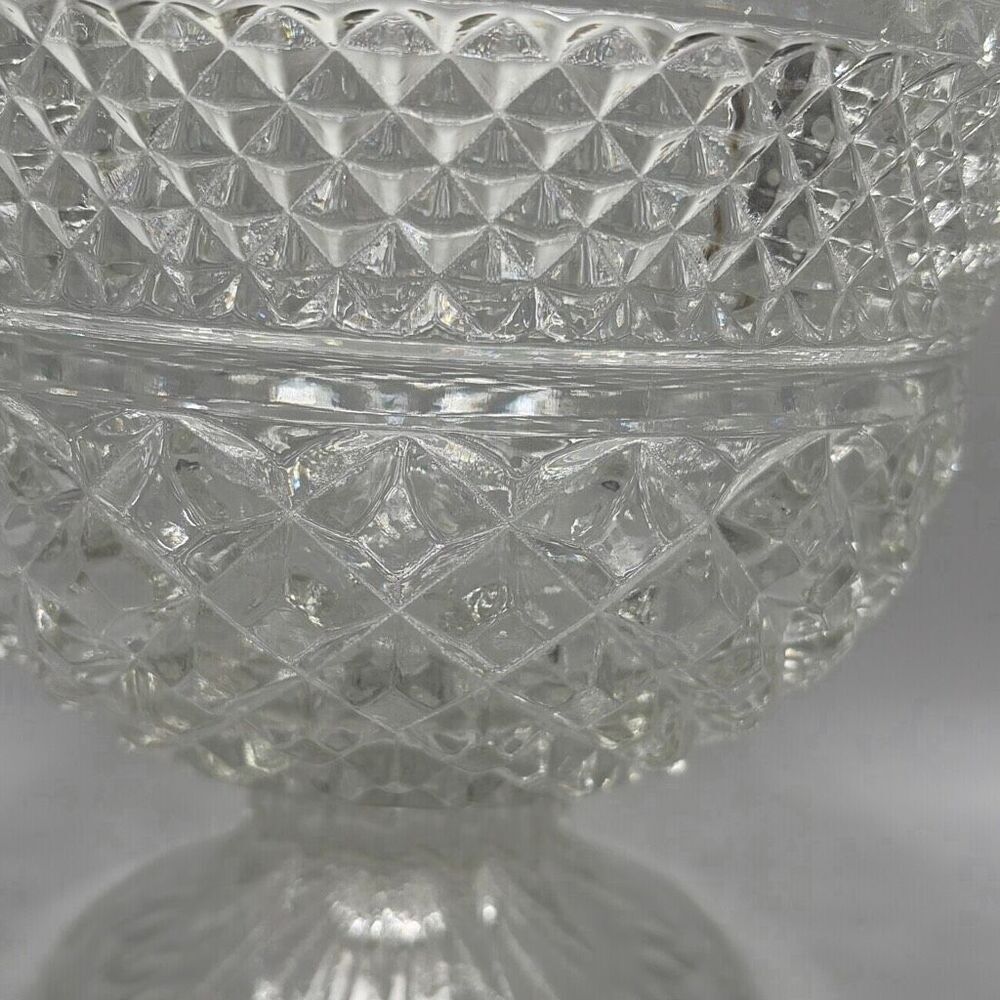 Vintage Anchor Hocking Wexford Diamond Pattern Pedestal Bowl - Picture 5 of 5